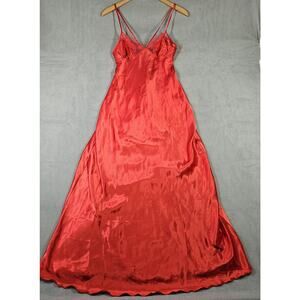 Frederick's Of Hollywood Dress Womens S Red Satin Lace Holiday Babydoll Glamour